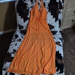 David's Bridal Vibrant Orange Maxi Dress